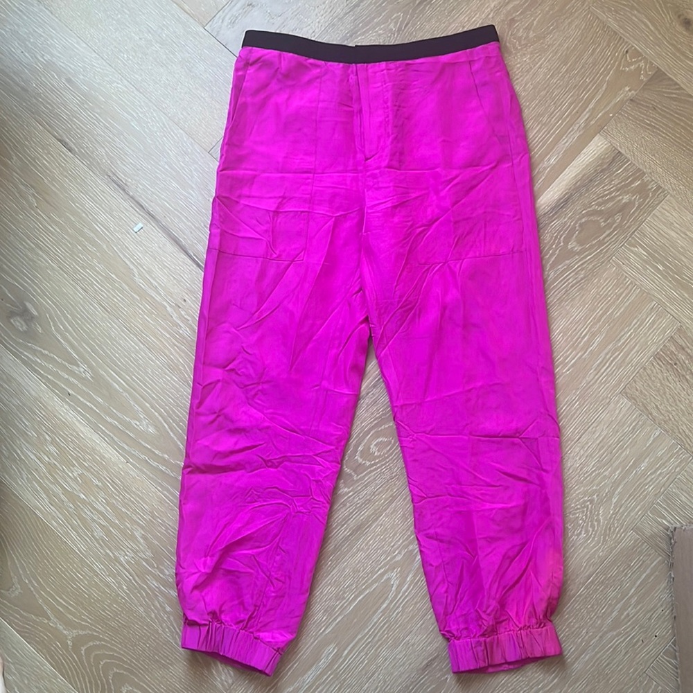 Hot Pink Helmut Lang Silk Joggers